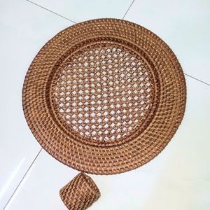 Rattan <b>Placemat</b> Handmade <b>Round</b> Woven Table Mat Eco Friendly Dining Table Decor Natural Charger Plate Wholesale - Product Image 1