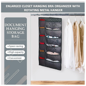Portable Closet Organizer Bag Special Purpose <b>Wardrobe</b> <b>Hanging</b> Storage with 20 Mesh Pockets and Metal Hook - Product Image 3