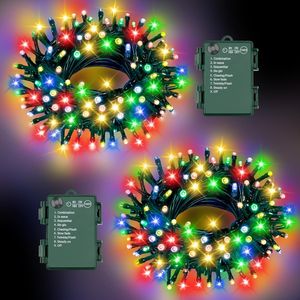 100LED 33Ft Battery Operated Christmas String <b>Lights</b> 8 Modes 16.4Ft*2 Waterproof for Indoor & Outdoor Decorative Lighting <b>Timer</b> - Product Image 1
