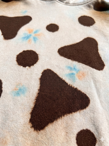 Sudadera con capucha beige elegante con estampado de vaca marrón y un lavado ácido único - Product Image 6