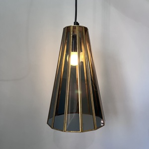 Lámpara Colgante de Techo para Sala de Estar, con Pantalla de Cristal y Campana de Latón Negro, LED, Luz Blanca Cálida Suave - Product Image 5