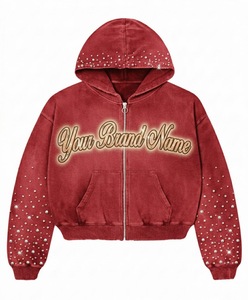 Sudadera con Capucha Oversize de Felpa Lavada Estilo Urbano Premium con Estampado Gráfico Personalizado y Diseño de Cremallera Bordada. - Product Image 3