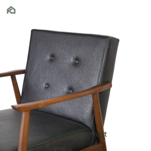 Fauteuil d'appoint de salon en bois de teck massif, confortable et écologique, style mi-siècle, avec coussin en tissu et finition noyer, personnalisable OEM - Product Image 4