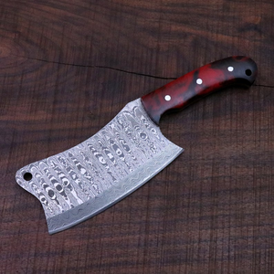 Cuchillo de Carnicero de Acero de Damasco Hecho a Mano con Mango de Resina y Funda de Cuero, Venta al por Mayor OEM ODM - Product Image 3