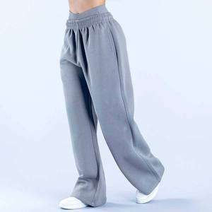 Pantalones Deportivos de Pierna Recta Azul Claro para Mujer, Cintura Elástica, Corte Holgado, Largos, Casuales, 100% Algodón, para Otoño - Product Image 2