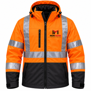 เสื้อแจ็คเก็ตทำงานแบบสะท้อนแสงกันน้ำได้มาตรฐาน CE ของ Iron Mark Industries พร้อมระบบตรวจจับเข็ม  แบบสกรีนลาย  สำหรับทุกเพศ - Product Image 2