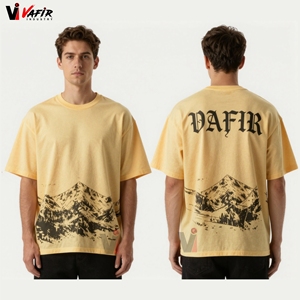 T-shirt décontracté pour homme, col simple, style sauvage, imprimé sérigraphié, 100 % coton, écologique et respirant, par une entreprise de fabrication de t-shirts - Product Image 5