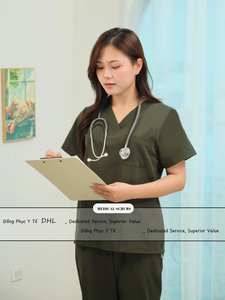 Ensemble de blouses médicales unisexes à col en V, extensibles dans quatre directions, uniforme d'infirmière, vêtements de travail pour clinique et hôpital, logo personnalisé - Product Image 3