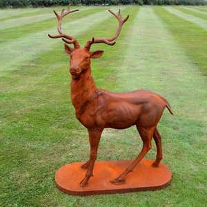Decoración Navideña, Estatua de Ciervo con Astas, Artículos de Jardín, Escultura de Reno Hecha a Mano, Acabado Oxidado - Product Image 4