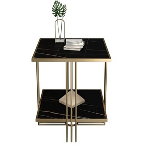 New Square Shape Metal Luxury Furniture <b>Side</b> <b>Table</b> <b>Gold</b> Plated Marble Top End <b>Table</b> Cabinet for Living Room, Drawing Room - Product Image 2