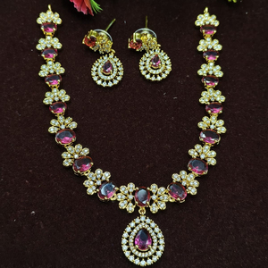 Ensemble collier et boucles d'oreilles pour femme JeweleMarket, plaqué or, avec cristaux et strass, style ethnique, pour mariage, fiançailles, anniversaire, cadeau, Maharashtra - Product Image 5