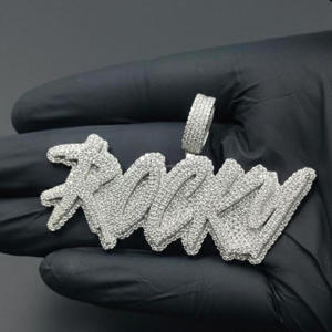 Moissanite Diamond <b>Iced</b> Out Family Name Pendant Hip Hop Necklace Custom Script Bling <b>Chain</b> Luxury Jewelry Gift - Product Image 1
