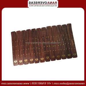 Elegance, quemador de incienso de madera hecho a mano, recogedor de cenizas con incrustaciones de loto y estrella para regalar y decorar a precio de mercado - Product Image 2