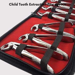 Ensemble de 7 pinces d'extraction dentaire pédiatriques avec étui, poignée ergonomique argentée, certifié CE, kit d'extraction dentaire pour enfants - Product Image 4