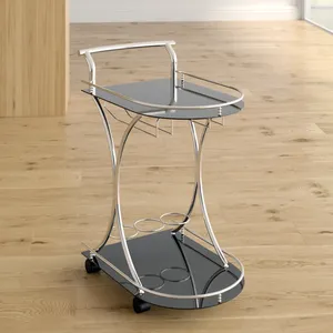 Premium Handmade Metal Decorative <b>Bar</b> Cart with Multi Tier Glass <b>Shelves</b> Gold Finish and Smooth Wheels for Luxury <b>Home</b> <b>Bar</b> Hotel - Product Image 3