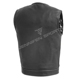 Chaleco de Cuero Vacuno Genuino Personalizado, a la Moda, para Motociclistas, Estilo Casual, Transpirable, sin Mangas, para Hombre - Product Image 5