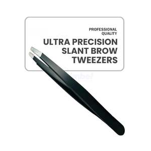 Pince à épiler classique noire à pointe inclinée pour sourcils, en acier inoxydable, outil professionnel pour le visage, logo personnalisé - Product Image 2