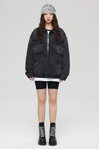 <b>Jean</b> Jackets Autumn Casual Slim Jacket Coat Custom LOGO Big Tall Men's Denim Jacket - Product Image 3