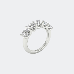 2.40 CTW Luxury Round Brilliant Cut Diamond Five-<b>Stone</b> Band Ring in Classic Prong Setting Elegant Band Fine Jewelry Statement - Product Image 5