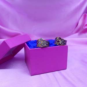 Bague de fiançailles classique en argent sterling 925 plaqué or, vintage, faite à la main, avec pierres précieuses de couleur labradorite, émeraude et topaze blanche - Product Image 3