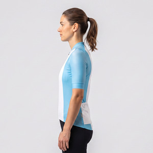 Maillot de vélo pour femme à manches courtes 100% polyester, maillot de cyclisme zippé pour femme, maillot de vélo à col montant pour femme - Product Image 3