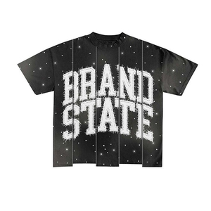 Camiseta Personalizada con Bordado de Diamantes de Imitación con Efecto Desgastado por el Sol, 100% Algodón, Diseño Unisex Moderno y Urbano - Product Image 1