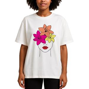 Hermosa Camiseta con estampado Floral para mujer, camiseta elegante de algodón de colores para mujer y niña, camiseta Floral de moda cómoda y elegante - Product Image 3