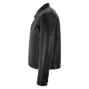 Custom 100% Genuine Soft Nappa Leather <b>Men</b>’s <b>Jacket</b> Tailored Fit Custom Logo Private Label OEM Wholesale Casual Trucker Style - Product Image 3