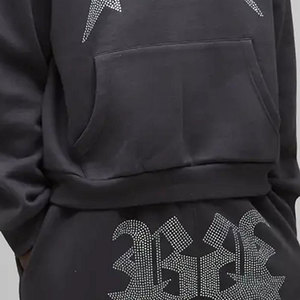 Men's Oversized Hooded Sweatshirt Black Cotton Chinese Style Print <b>Back</b> Logo Autumn Wear - Product Image 3