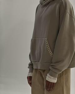 Sudadera Casual Personalizada para Hombre, 100% Algodón, Color Sólido, Bordado Cosido a Mano, Diseño de Costuras en Contraste, Estilo Urbano, Corte Holgado - Product Image 3