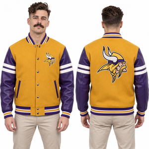 Classic Letterman <b>Jacket</b> Contrast Trim Casual Style Ribbed Cuffs Sports Uniform School Events Personalized Number Chenille <b>Patch</b> - Product Image 6