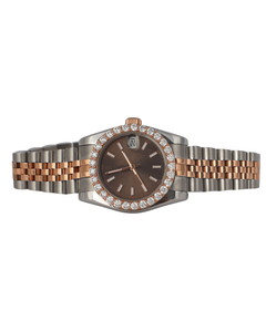 Reloj de Diamantes Moissanite en Oro Blanco para Hombre, para Bodas y Fiestas, con Esfera Marrón, para Venta de Exportación - Product Image 1