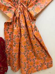 Premium Floral Printed Cotton Maxi <b>Kaftan</b> for Women V-Neck Batwing Sleeves Eco-Friendly Handmade <b>Beach</b> & Vacation Wear - Product Image 5