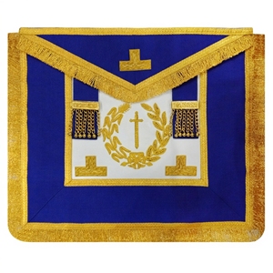 Craft Grand Offi Full Dress Tyler Apron Masonic Regalia with Golden Fringe and Hand Embroidered Logo luxury lodge wear - Product Image 1