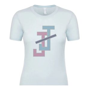 เสื้อยืดกราฟิกแขนสั้นผู้หญิงสีน้ำเงิน พิมพ์ลายตัวอักษรแบบประสาน คอกลม ลำลอง น้ำหนักเบา แฟชั่นสำหรับทุกวันสำหรับสุภาพสตรี - Product Image 1