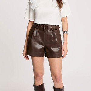 กางเกงขาสั้นหนังสั่งทำขายส่งสำหรับผู้ชายและผู้หญิง รุ่นล่าสุด ซิปสีม่วง กางเกงขาสั้นยาวระดับเข่าสำหรับผู้ชายและผู้หญิง - Product Image 1