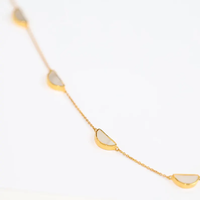Collier de fiançailles en or massif 10K 14K 18K avec nacre, forme D, demi-cercle, personnalisé, minimaliste, pour mariage, vente en gros