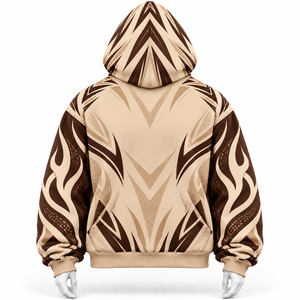 Sweat à capuche pour homme élégant avec motifs géométriques audacieux, silhouette décontractée et apparence urbaine distinctive. - Product Image 3