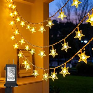 Catena di 100 Luci LED a Forma di Stella, 10 Metri, Impermeabile, per Interni ed Esterni, Decorazione per Matrimoni, Feste, Camere da Letto e Natale - Product Image 1