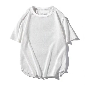 T-shirt à manches courtes en coton 100% à texture gaufrée, broderie personnalisée, t-shirt gaufré surdimensionné, t-shirt texturé pour homme - Product Image 1
