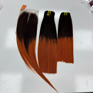 Precio al por mayor 100% Raw Virgin Vietnamita Humano Peluca Trama Hueso Recto Punta naranja Color Super Doble Extensiones de cabello - Product Image 3