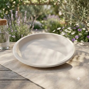 Plato de bagazo redondo blanco ecológico de 11 pulgadas, resistente, para restaurantes, cafeterías y servicios de catering. - Product Image 1
