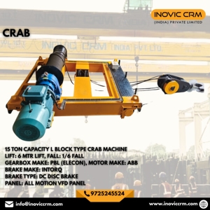 Grue électrique industrielle robuste INOVIC CRM 15 tonnes, type crab unit |   Chariot motorisé à double poutre pour levage de charges lourdes - Product Image 2