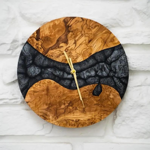 Top Selling Epoxy Resin Wood Quartz Movement Needle Display <b>Modern</b> Minimalist Custom Handmade <b>Wall</b> <b>Clock</b> for Home Office Decor - Product Image 2