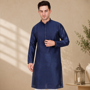 Traditional <b>Men's</b> Art Silk <b>Kurta</b> Pajama Set | Designer Full Sleeve Indian Ethnic Wedding Party Festival Wear for Modern <b>Men</b> Wear - Product Image 4