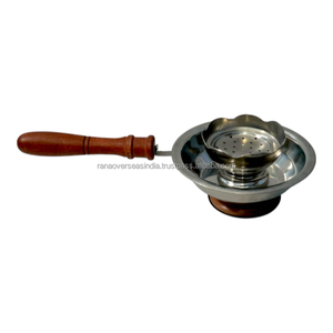 Stainless Steel Incense Burner with Wooden Handle Round <b>Catch</b> <b>Tray</b> Removable Perforated Bowl for Resin Bakhoor Aroma Home Temple - Product Image 3