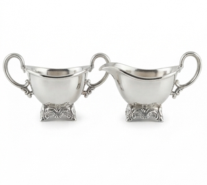 Ensemble de pots à sucre et à crème vintage en argent plaqué, forme ovale, finition brillante, résistant à la rouille, vaisselle en métal - Product Image 5