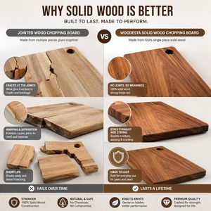 WOODESTA Solid <b>Wood</b> Rectangle Chopping Board With Handle Kitchen Cutting Block Single <b>Piece</b> Package - Product Image 3