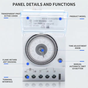 MicroRex QT31 <span class=keywords><strong>Interruptor</strong></span> Temporizador Mecánico de 24 Horas para Montaje en Riel DIN con Memoria de Apagado de Energía de 300H, Temporizador de Cuarzo de 16A 230V - Product Image 3