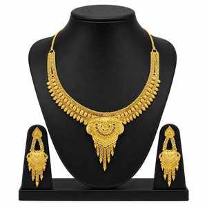 Wholesale Brass 14K 18K 24K Dye Gold Forming Short Necklaces, Traditional Design Jewelry Set, Indo-Western Fashion Jewelry Set. - Product Image 1